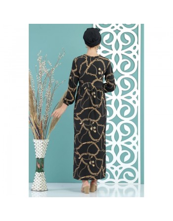 Robe noire décontractée avec imprimés "chaines" pour femme (grandes tailles disponibles) 