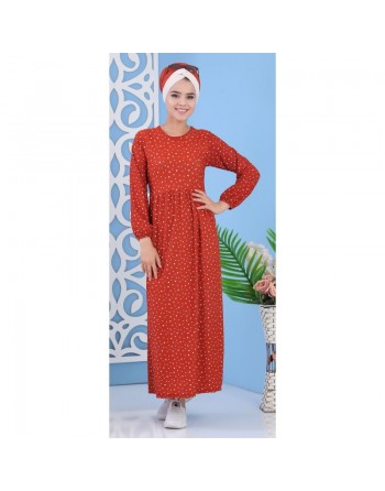 Robe décontractée pas cher imprimée étoile pour femmes (Grandes tailles disponibles) - Couleur Rouille 