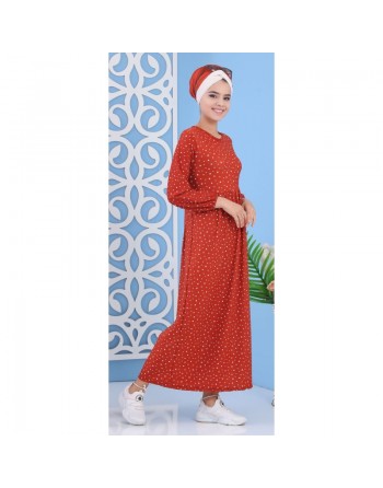 Robe décontractée pas cher imprimée étoile pour femmes (Grandes tailles disponibles) - Couleur Rouille 