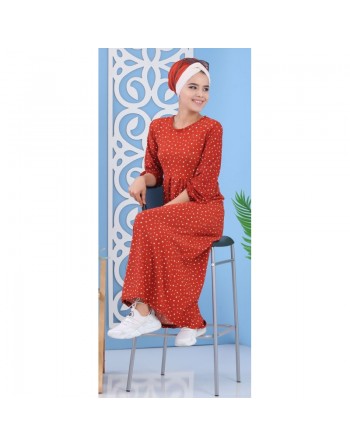Robe décontractée pas cher imprimée étoile pour femmes (Grandes tailles disponibles) - Couleur Rouille 