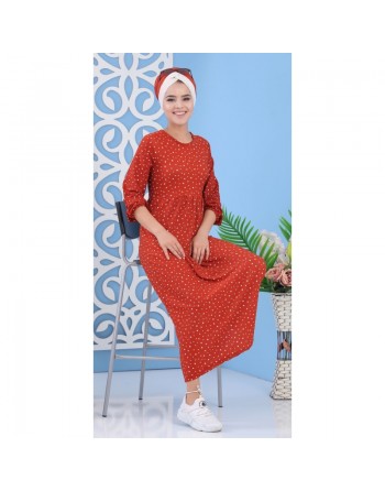 Robe décontractée pas cher imprimée étoile pour femmes (Grandes tailles disponibles) - Couleur Rouille 
