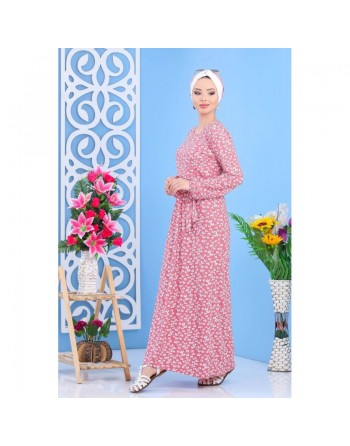 Robe longue (Maxi Dress) à imprimés nénuphar avec fleurs blanches pour femme (Plusieurs couleurs disponibles) 