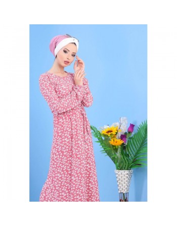 Robe longue (Maxi Dress) à imprimés nénuphar avec fleurs blanches pour femme (Plusieurs couleurs disponibles) 