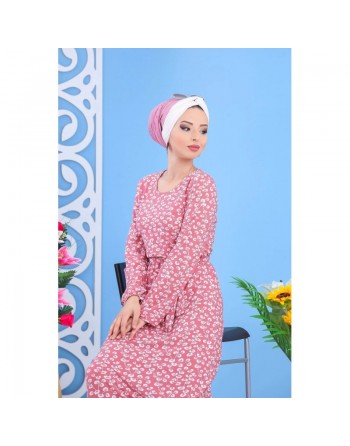 Robe longue (Maxi Dress) à imprimés nénuphar avec fleurs blanches pour femme (Plusieurs couleurs disponibles) 