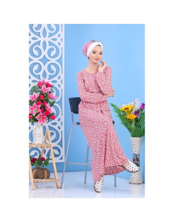 Robe longue (Maxi Dress) à imprimés nénuphar avec fleurs blanches pour femme (Plusieurs couleurs disponibles) 