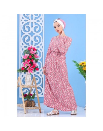 Robe longue (Maxi Dress) à imprimés nénuphar avec fleurs blanches pour femme (Plusieurs couleurs disponibles) 