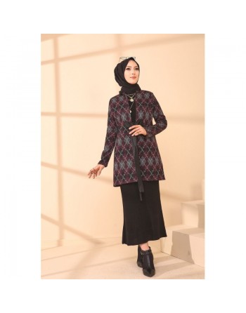 Veste Manteau femme avec ceinture intégrée (Tunique Automne Hiver - Boutique en ligne Vêtements Hijab Turquie) - Couleur... 