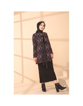 Veste Manteau femme avec ceinture intégrée (Tunique Automne Hiver - Boutique en ligne Vêtements Hijab Turquie) - Couleur... 