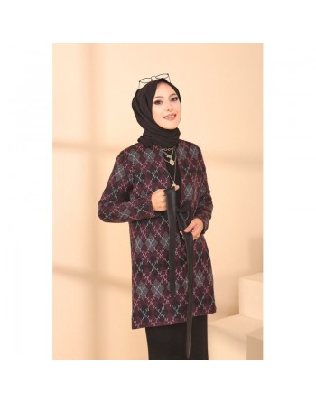 Veste Manteau femme avec ceinture intégrée (Tunique Automne Hiver - Boutique en ligne Vêtements Hijab Turquie) - Couleur... 