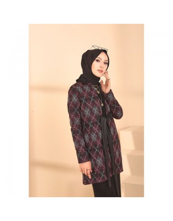 Veste Manteau femme avec ceinture intégrée (Tunique Automne Hiver - Boutique en ligne Vêtements Hijab Turquie) - Couleur... 