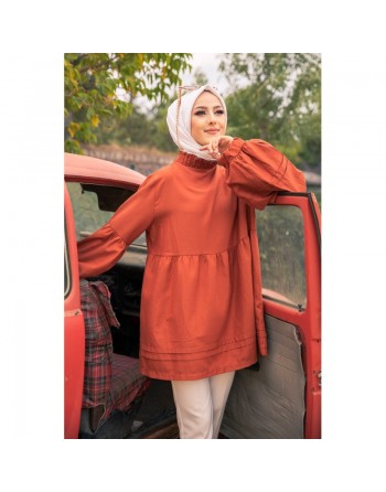 Tunique ample à manches larges pour femme - Couleur rouille 
