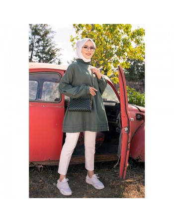 Tunique ample à manches larges pour femme - Couleur kaki 