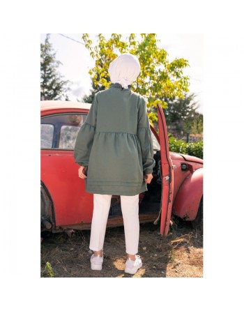 Tunique ample à manches larges pour femme - Couleur kaki 