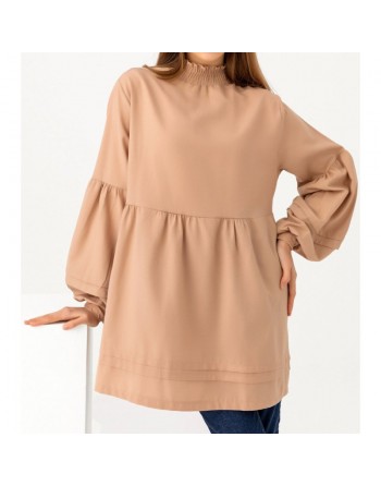 Tunique ample à manches larges pour femme - Couleur beige 
