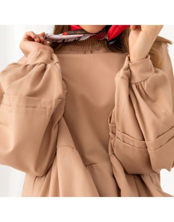 Tunique ample à manches larges pour femme - Couleur beige 