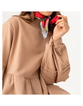 Tunique ample à manches larges pour femme - Couleur beige 