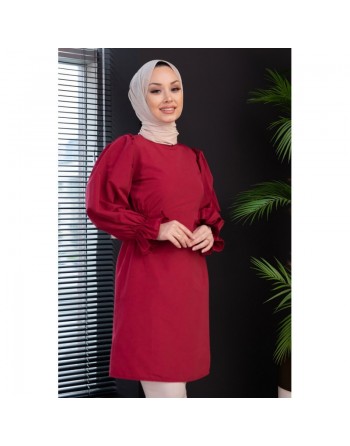 Tunique manches ballon (Vêtement style habillé pour femme voilée) - Couleur bordeaux 