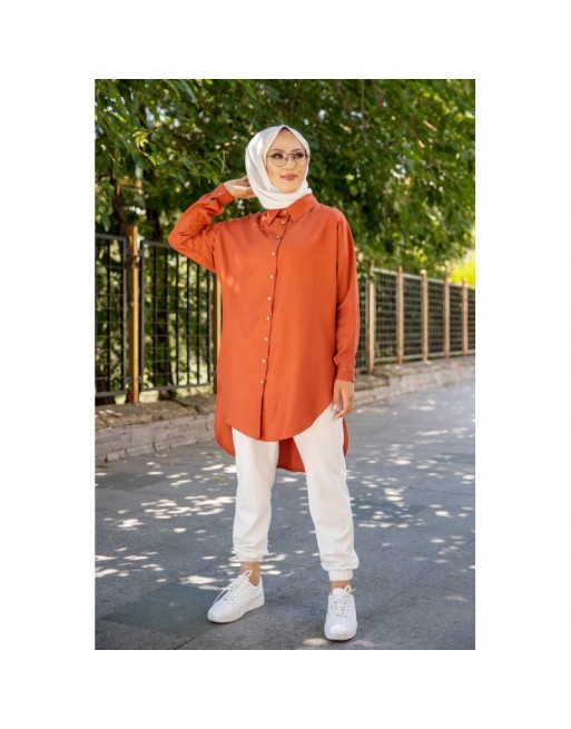 Chemise longe pour femme (Vêtement pour hijab) - Couleur brique Chemise longe pour femme (Vêtement pour hijab) - Couleur brique