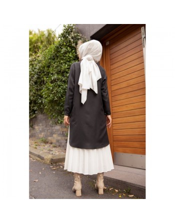 Chemise longe pour femme (Vêtement chic pour hijab) - Couleur noir 