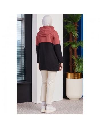 Tunique avec capuche pour femme (Sweat-shirt moderne avec inscription Love) - Couleur vieux rose 