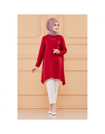 Tunique ample coupe originale (Vetement Hijab pour femme musulmane) - Couleur bordeaux 