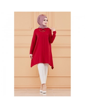 Tunique ample coupe originale (Vetement Hijab pour femme musulmane) - Couleur bordeaux 