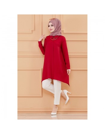 Tunique ample coupe originale (Vetement Hijab pour femme musulmane) - Couleur bordeaux 