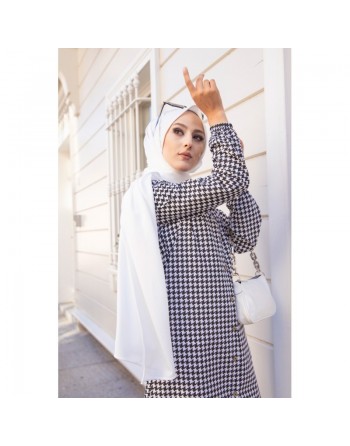 Tunique à carreaux pour femme voilée - Couleur noir et blanc 