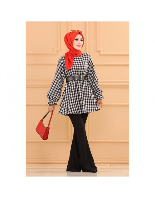 Tunique à carreaux pour femmes - Couleur noir et blanc Tunique à carreaux pour femmes - Couleur noir et blanc