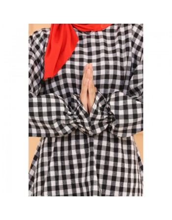 Tunique à carreaux pour femmes - Couleur noir et blanc 