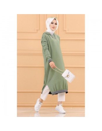 Tunique décontractée avec capuche (Vêtement hijab pour femme) - Couleur menthe 