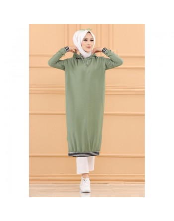 Tunique décontractée avec capuche (Vêtement hijab pour femme) - Couleur menthe 
