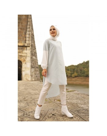 Tunique à rayures pour femme (Tenue pour Hijab) - Couleur menthe 