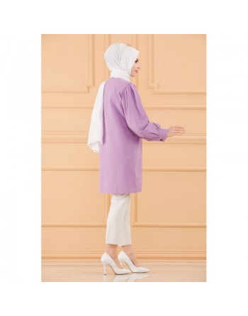 Tunique boutonnée pour femme (Tuniques style habillé pour Hijab) - Couleur lilas 