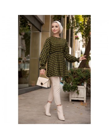 Tunique à carreaux pour femmes - Couleur vert 