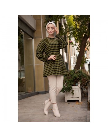 Tunique à carreaux pour femmes - Couleur vert 