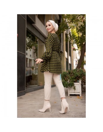 Tunique à carreaux pour femmes - Couleur vert 