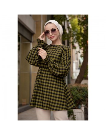 Tunique à carreaux pour femmes - Couleur vert 