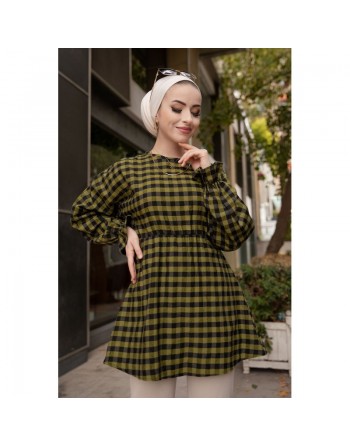 Tunique à carreaux pour femmes - Couleur vert 