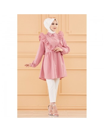 Tunique chemise habillée pour femme (Vêtements Mode Musulmane) - Couleur rose 