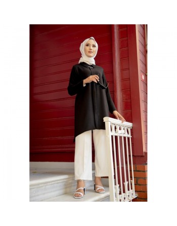 Tunique habillée pour femme (Vetement hijab) - Couleur noir 