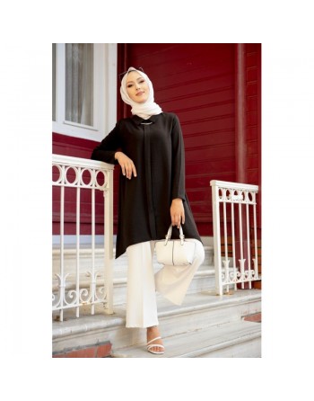 Tunique habillée pour femme (Vetement hijab) - Couleur noir 
