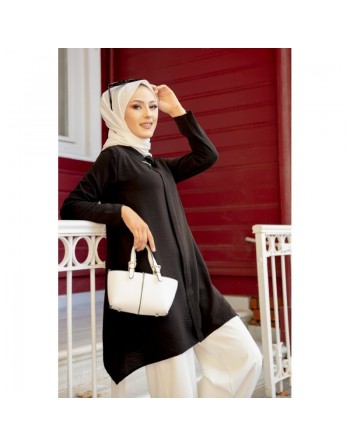 Tunique habillée pour femme (Vetement hijab) - Couleur noir 