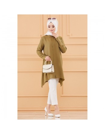 Tunique style habillé pour femme (Vêtement hijab) - Couleur kaki 