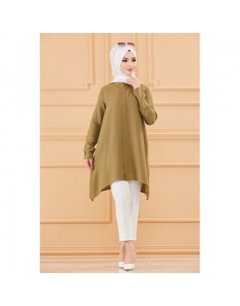 Tunique style habillé pour femme (Vêtement hijab) - Couleur kaki 