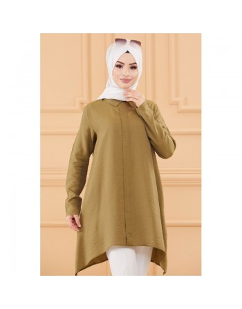 Tunique style habillé pour femme (Vêtement hijab) - Couleur kaki 