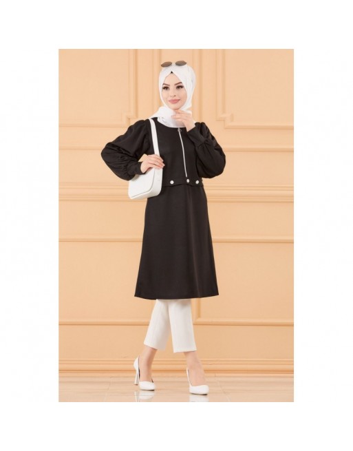 Tunique casual pour femme (Vêtement hijab 2024) - Couleur noir Tunique casual pour femme (Vêtement hijab 2024) - Couleur noir