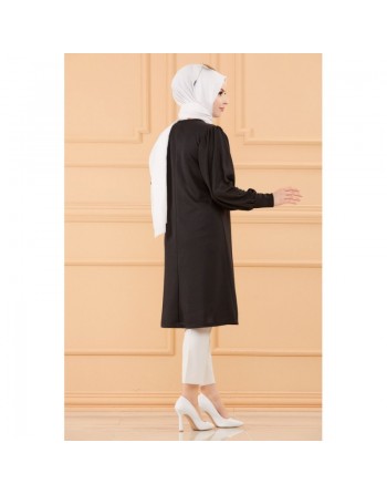 Tunique casual pour femme (Vêtement hijab 2024) - Couleur noir 