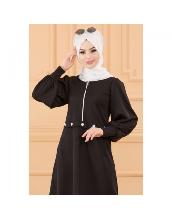 Tunique casual pour femme (Vêtement hijab 2024) - Couleur noir 