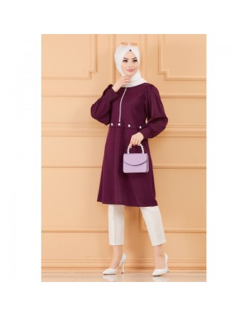 Tunique casual pour femme (Boutique Prêt-à-porter Vêtements Hijab pour Musulmanes) - Couleur prune 
